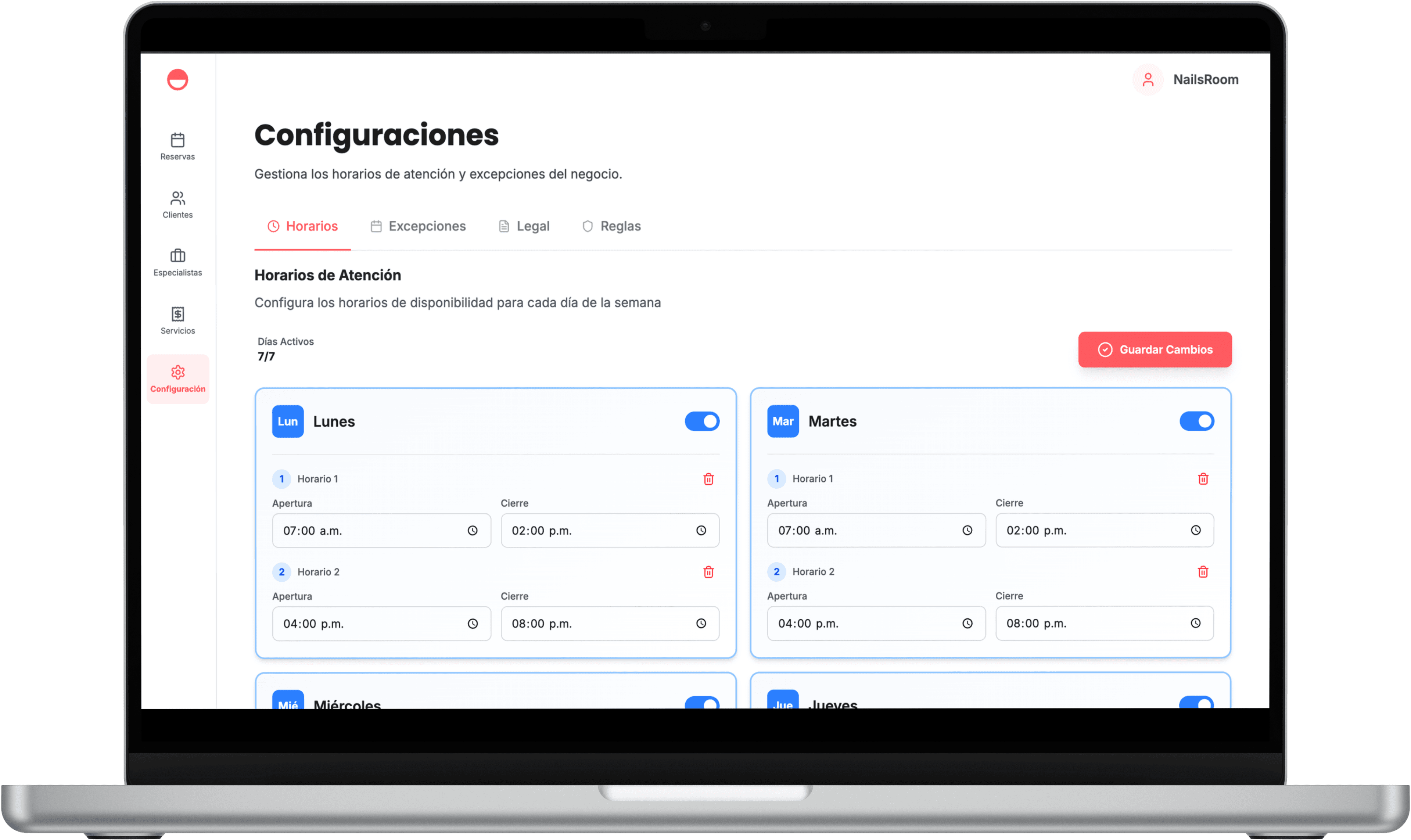 Vista 1 del sistema de reservas de Okayy