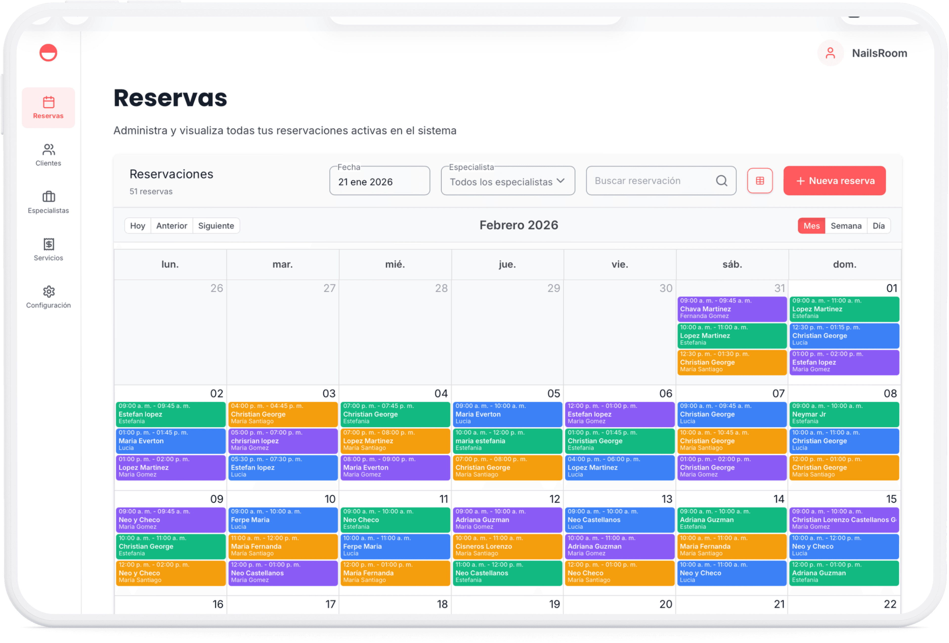 Vista 3 del sistema de reservas de Okayy